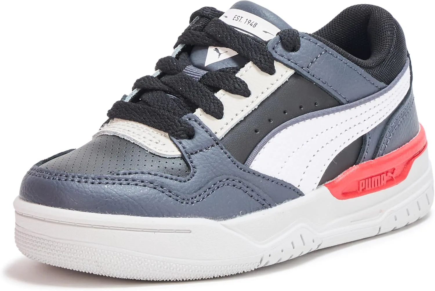Кроссовки PUMA Rebound Layup Lo для детей (младший возраст), унисекс, серый/белый/черный — фото 2