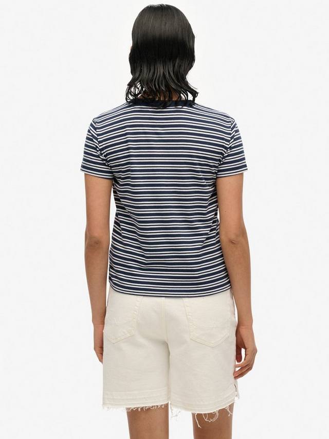 Футболка Essential Logo Stripe из чистого органического хлопка Superdry, Richest Navy — фото 2