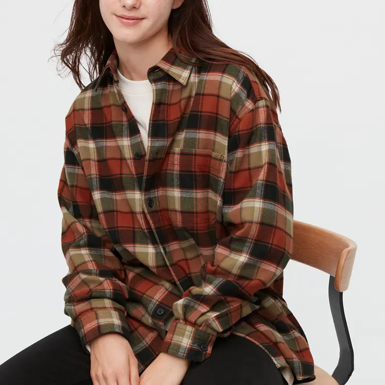 Рубашка унисекс оранжевая Uniqlo, оранжевый — фото 2