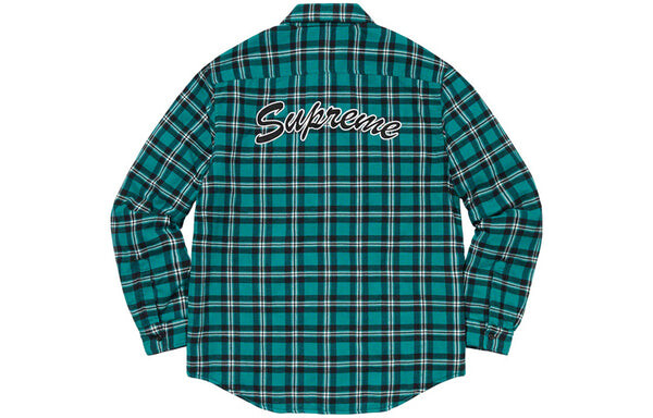 Рубашка fw19 week 17 arc logo quilted flannel shirt logo 'green' Supreme, зеленый — фото 2