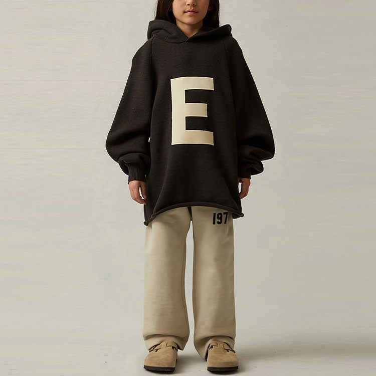 Худи Fear of God Essentials SS22 Big E Knit Hoodie 'Iron Grey', черный — фото 2