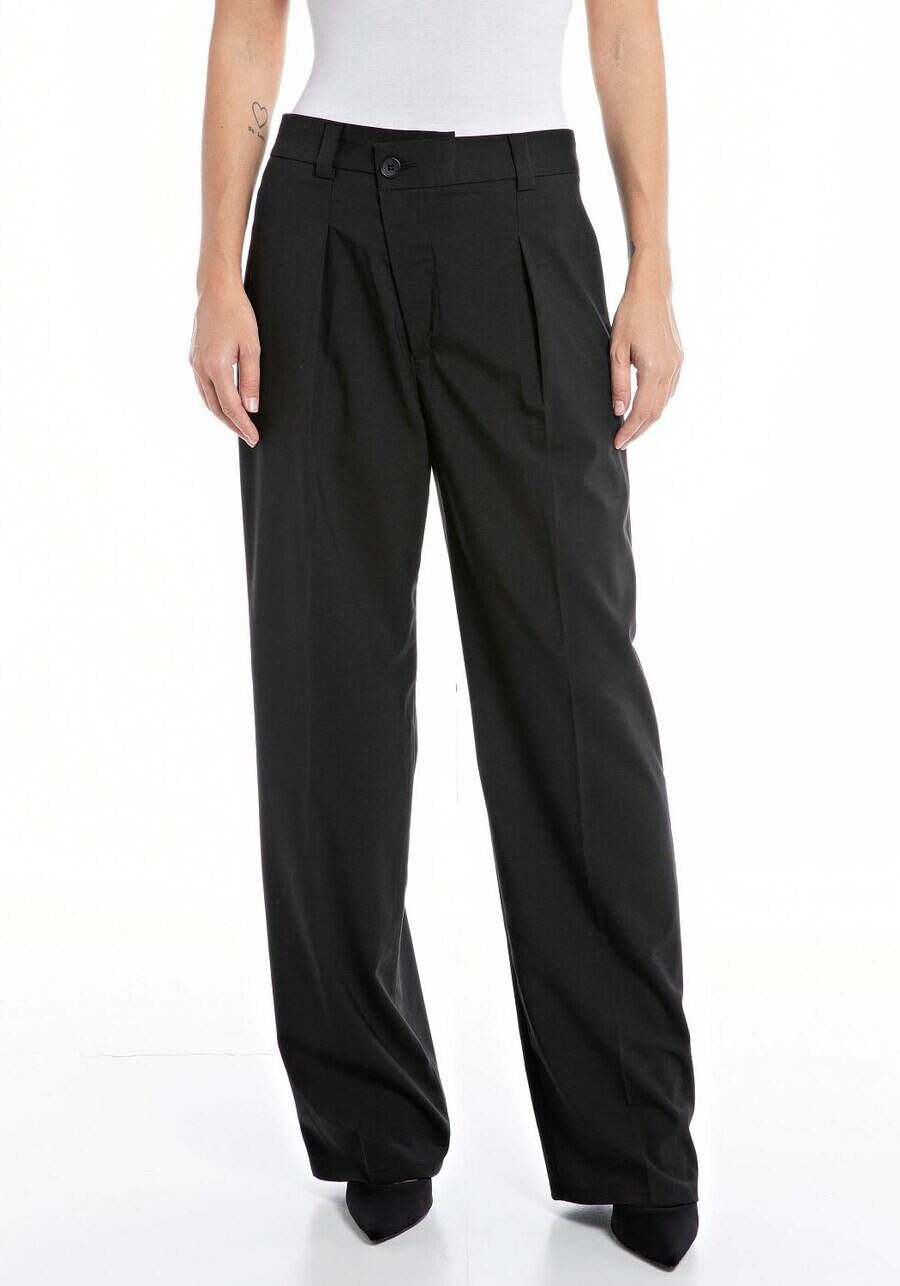 

Брюки со складками спереди REPLAY Loose fit Pleat-Front Pants, черный