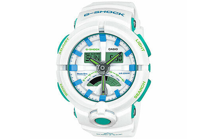 

CASIO Мужские часы с двойным жидкокристаллическим/аналоговым дисплеем, белые, GA-500WG-7A