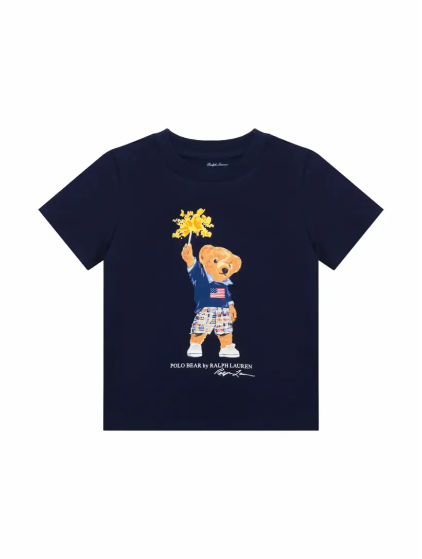 

Хлопковая футболка Polo Bear Ralph Lauren, тёмно-синий