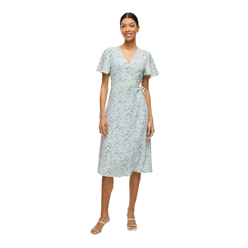 

Платье Vila Lovie Wrap short sleeve midi, синий