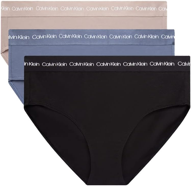 Комплект из 3 женских эластичных бикини с высокой талией и логотипом Calvin Klein, B(Qp2628-421)/G_B — фото 2
