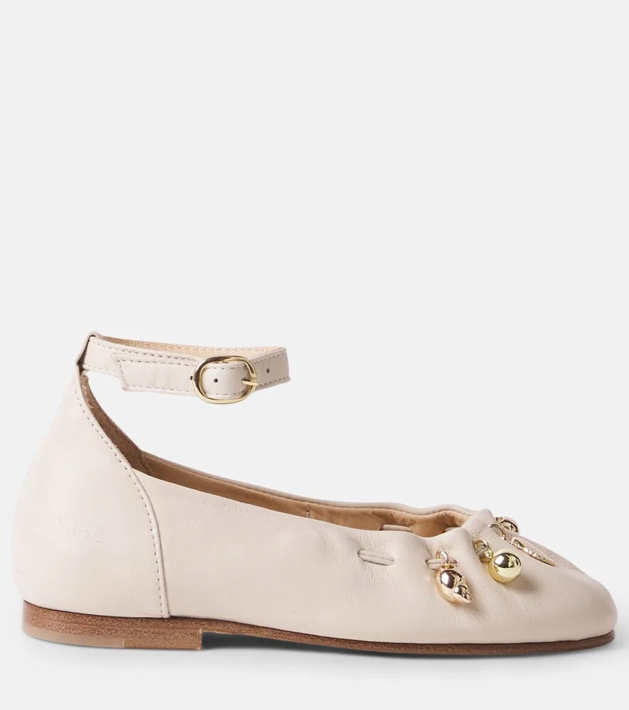 Балетки из декоративной кожи Chloé Kids, белый — фото 3