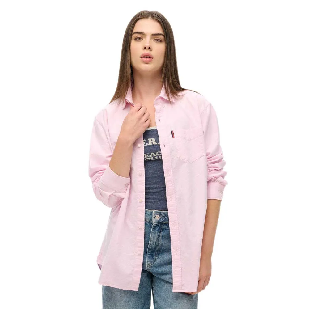 

Рубашка с длинным рукавом Superdry Oxford, розовый