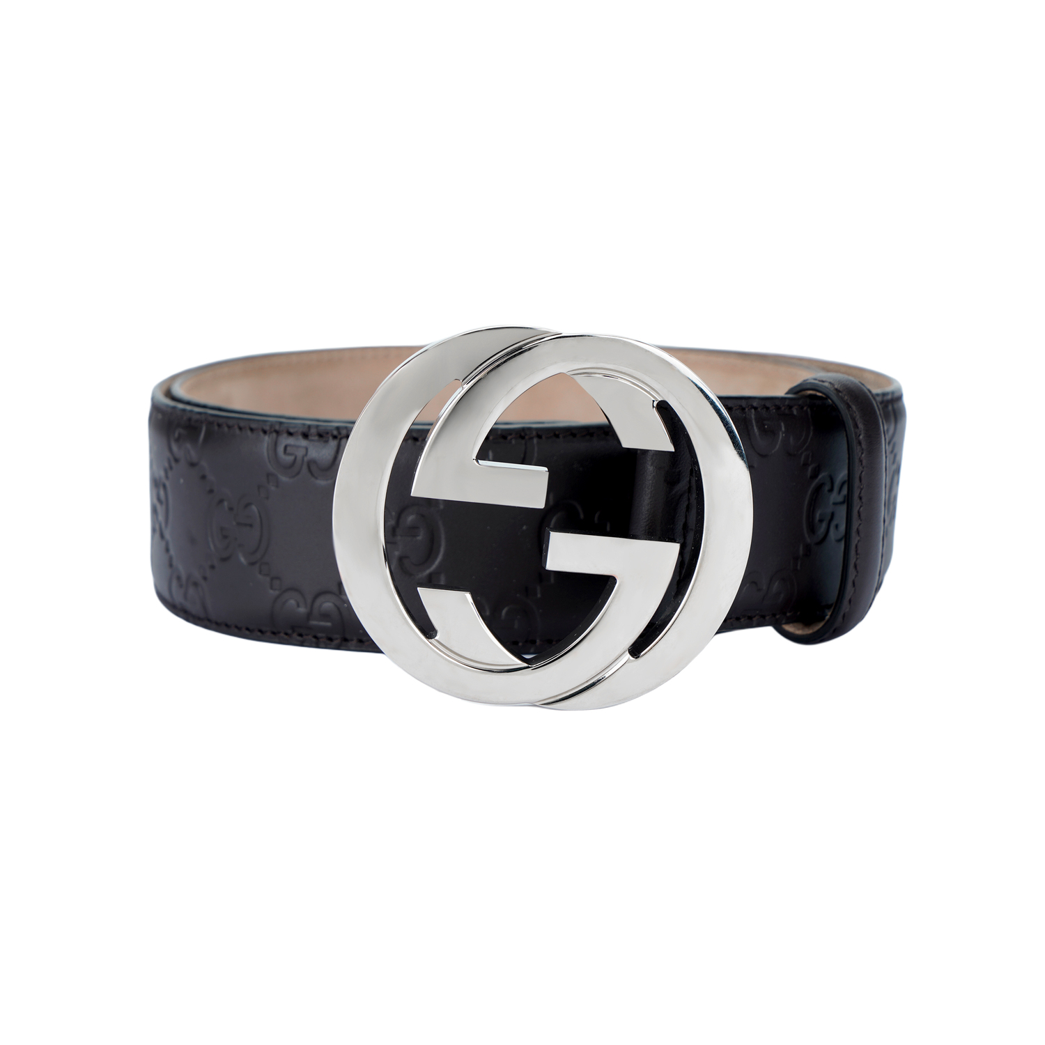 GUCCI Кожаный мужской ремень шириной около 4 см, Brown Silver-Tone Buckle — фото 3