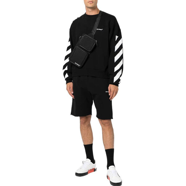 Толстовка Men's OFF-WHITE FW22 Stripe Logo Printing Round Neck Long Sleeves Loose Fit Autumn Black, черный — фото 2