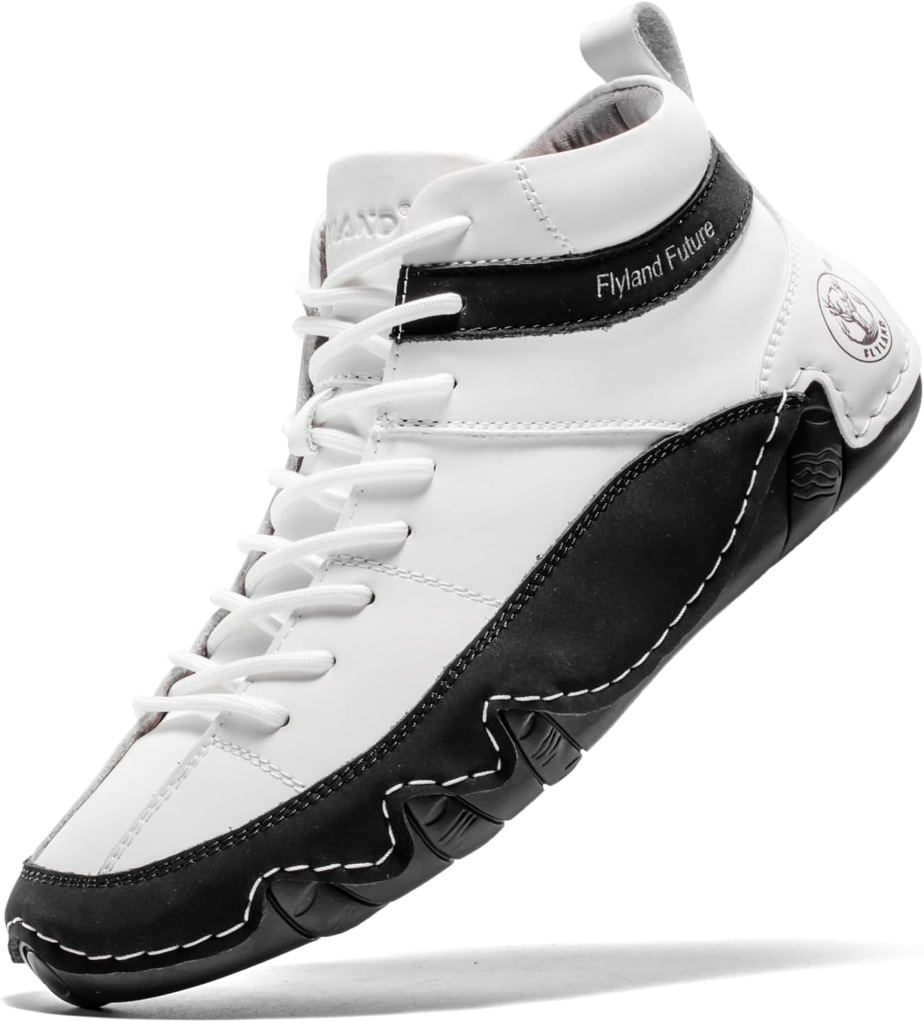

Мужские повседневные кожаные кроссовки FLYLAND, модные ботинки чукка, легкие нарядные ботинки на шнуровке, для ходьбы и вождения, белый
