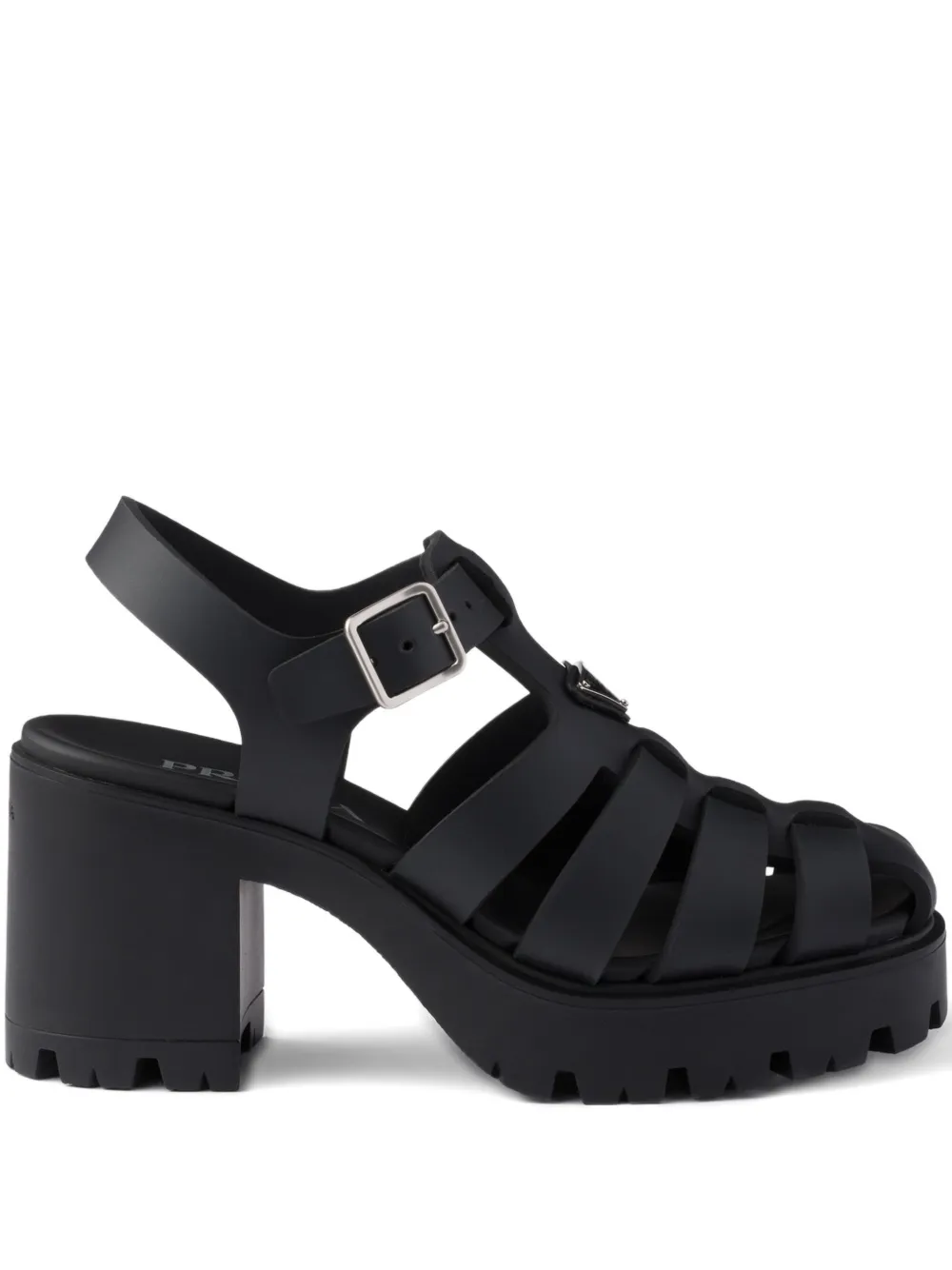 Босоножки на платформе с пряжками Prada, черный