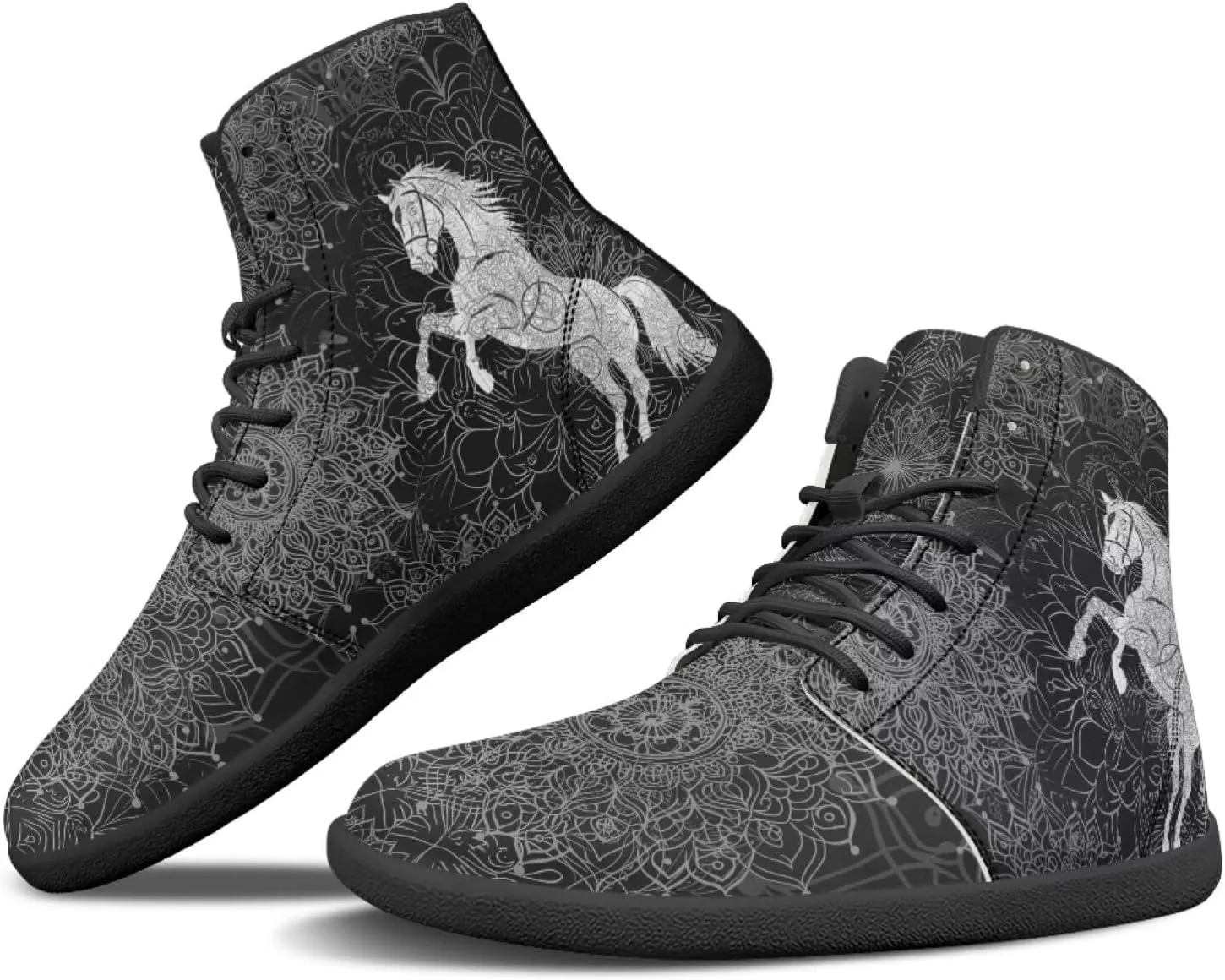 Мужские и женские босоножки Mens Wolves с высоким верхом, минималистичные кроссовки для трейл-раннинга с принтом лошади, босоножки с широкой носочной частью, кроссовки с принтом дракона Glomenade — фото 3