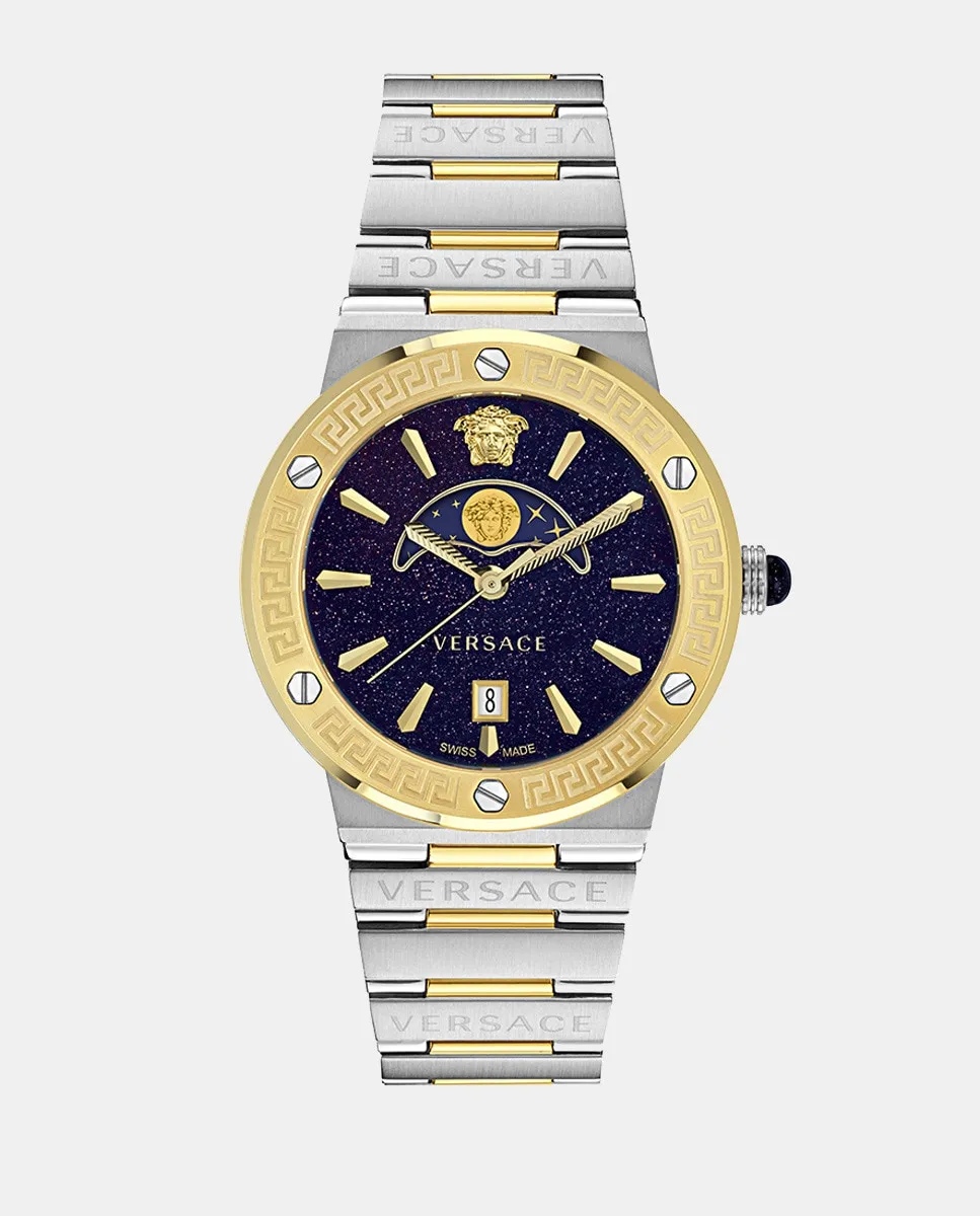 

Женские часы Greca Logo Moonphase VE7G00223 из двухцветной стали Versace, мультиколор
