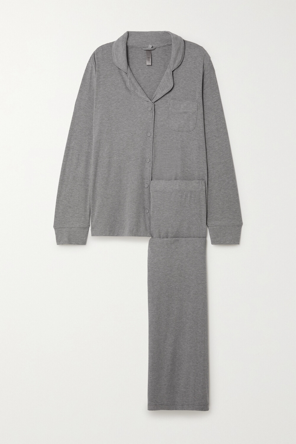 SKIMS Комплект для отдыха из эластичного модального джерси в рубчик - Heather Grey, серый — фото 4
