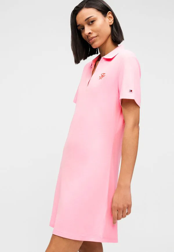 Платье-Поло мини с вышивкой логотипа 1985 года, повседневное платье Tommy Hilfiger, Classic Pink — фото 4