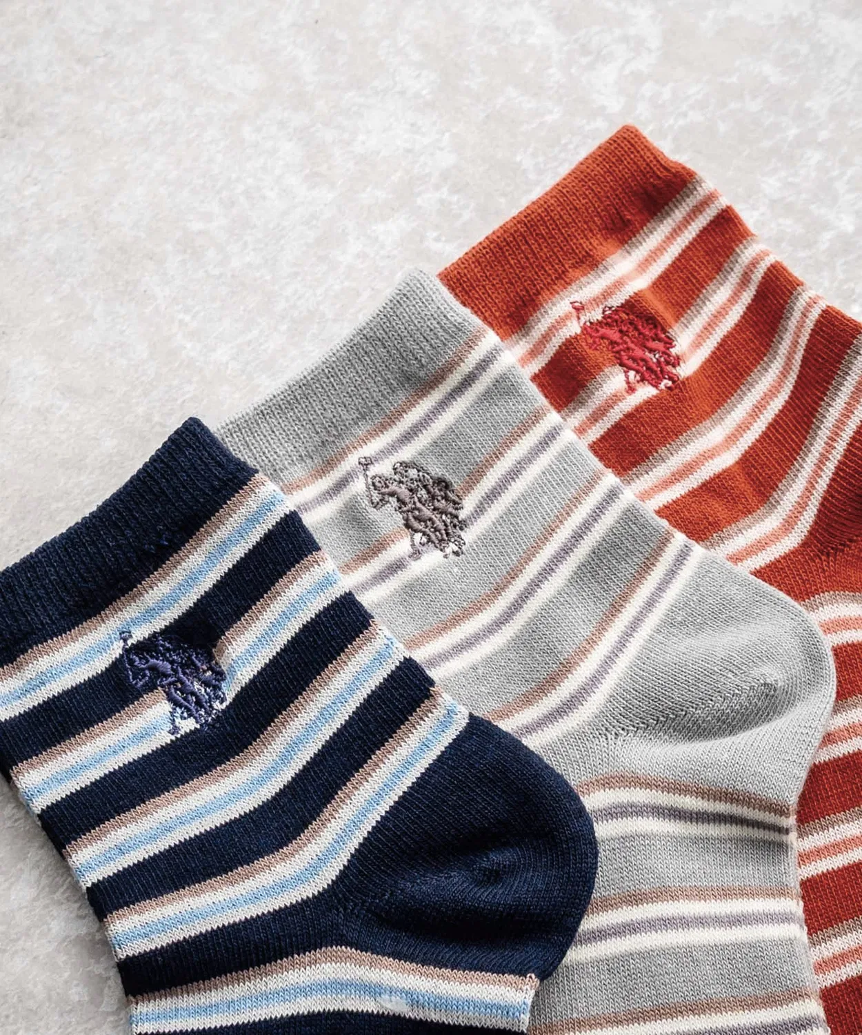 Носки U.S. POLO ASSN. 3 пары, квартер, мультибордюр, разноцветные — фото 4