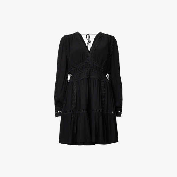 

Ксанте мини-платье с v-образным вырезом из ткани Allsaints, черный