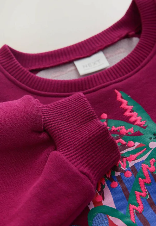 Толстовка с круглым вырезом стандартного кроя Next, Burgundy Red Zebra — фото 2