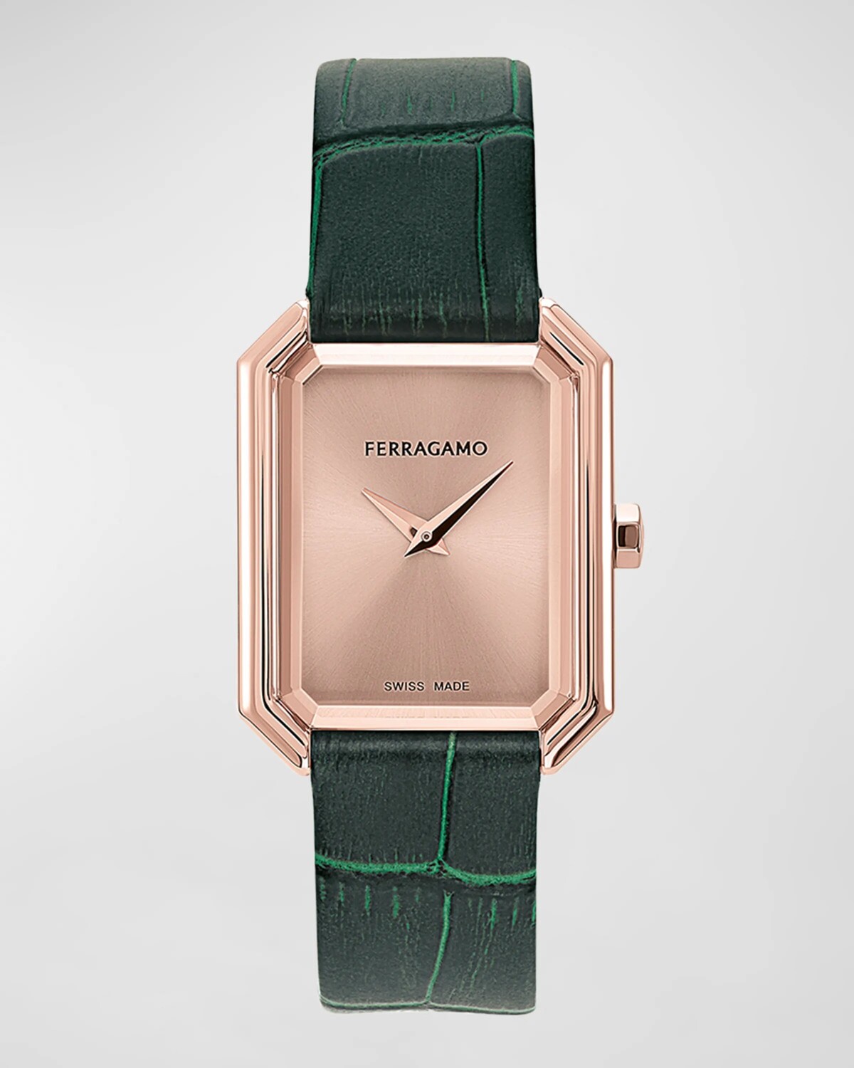 

Часы Ferragamo с кристаллами, 26,5x33,5 мм, ремешок из телячьей кожи, цвет Rose Gold