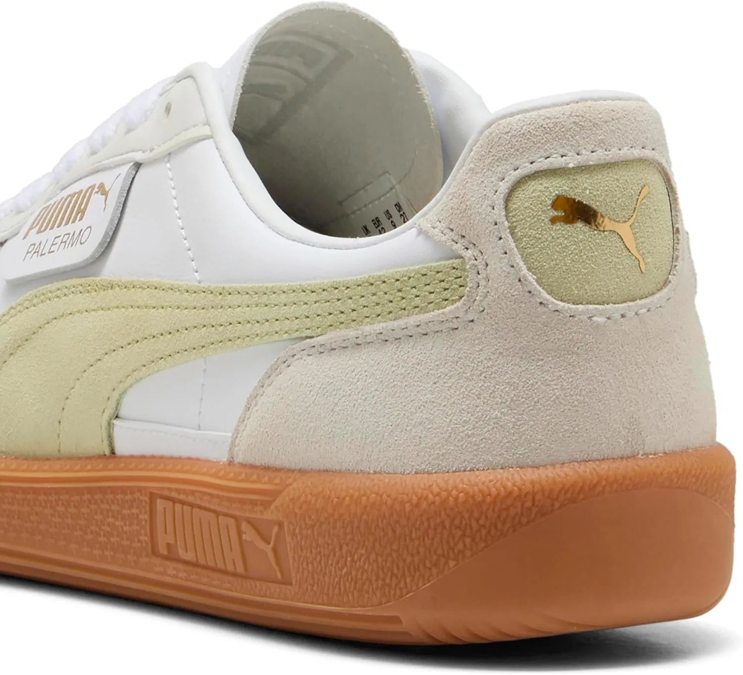 Мужские кроссовки PUMA Palermo, кожа, Puma White/Vapor Grey/Pistachio Green — фото 2