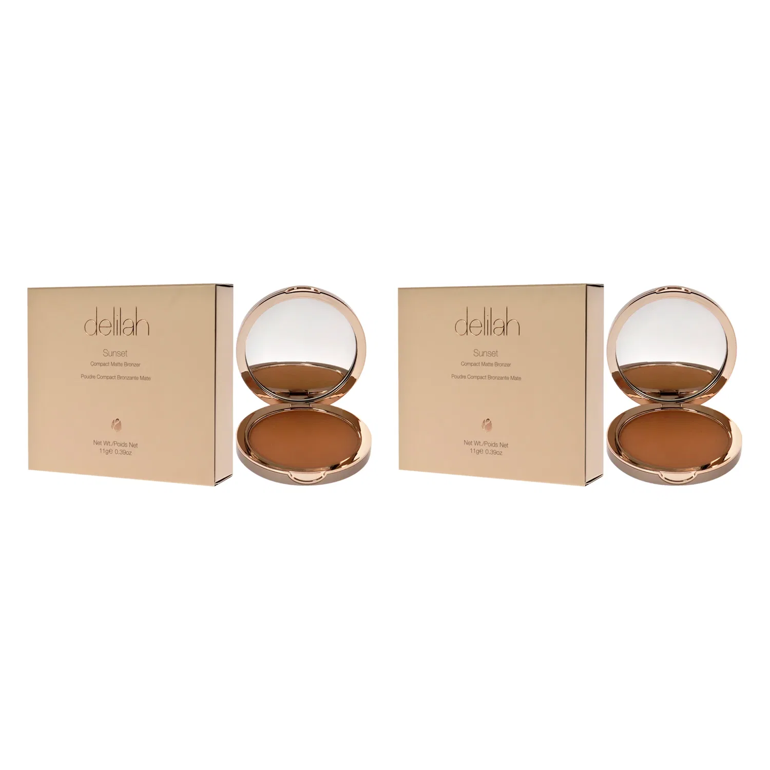 Компактная матовая бронзирующая пудра Sunset Compact Matte Bronzer - Medium Dark от Delilah for Women - 0,39 унции - набор из 2 штук — фото 4