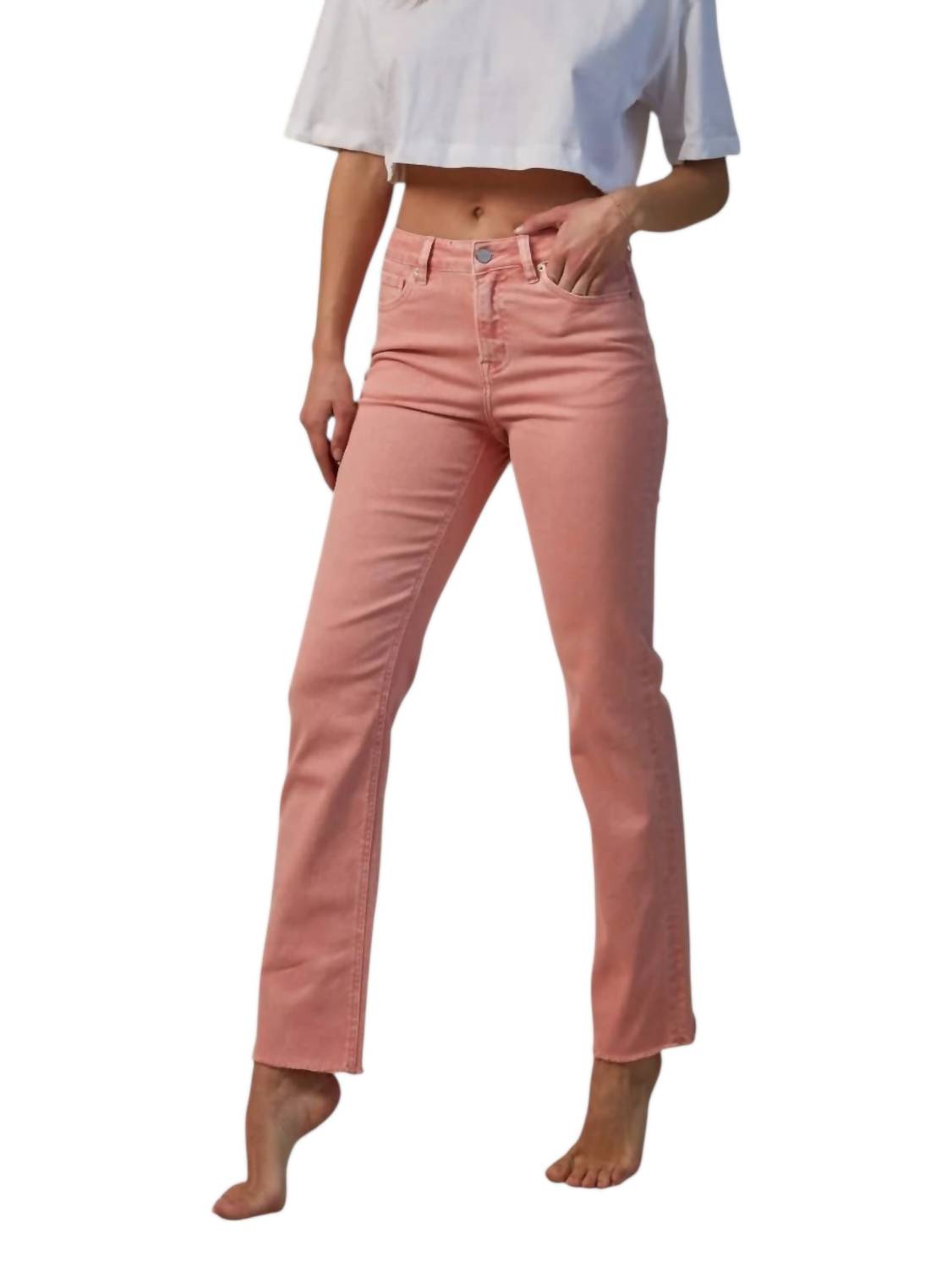 

Винтажные брюки с покраской в персиково-розовом цвете Mica denim