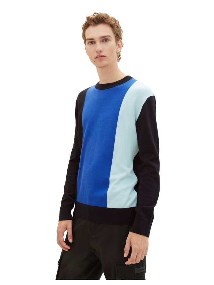 

Пуловер TOM TAILOR Denim, цвет black blue vertical block