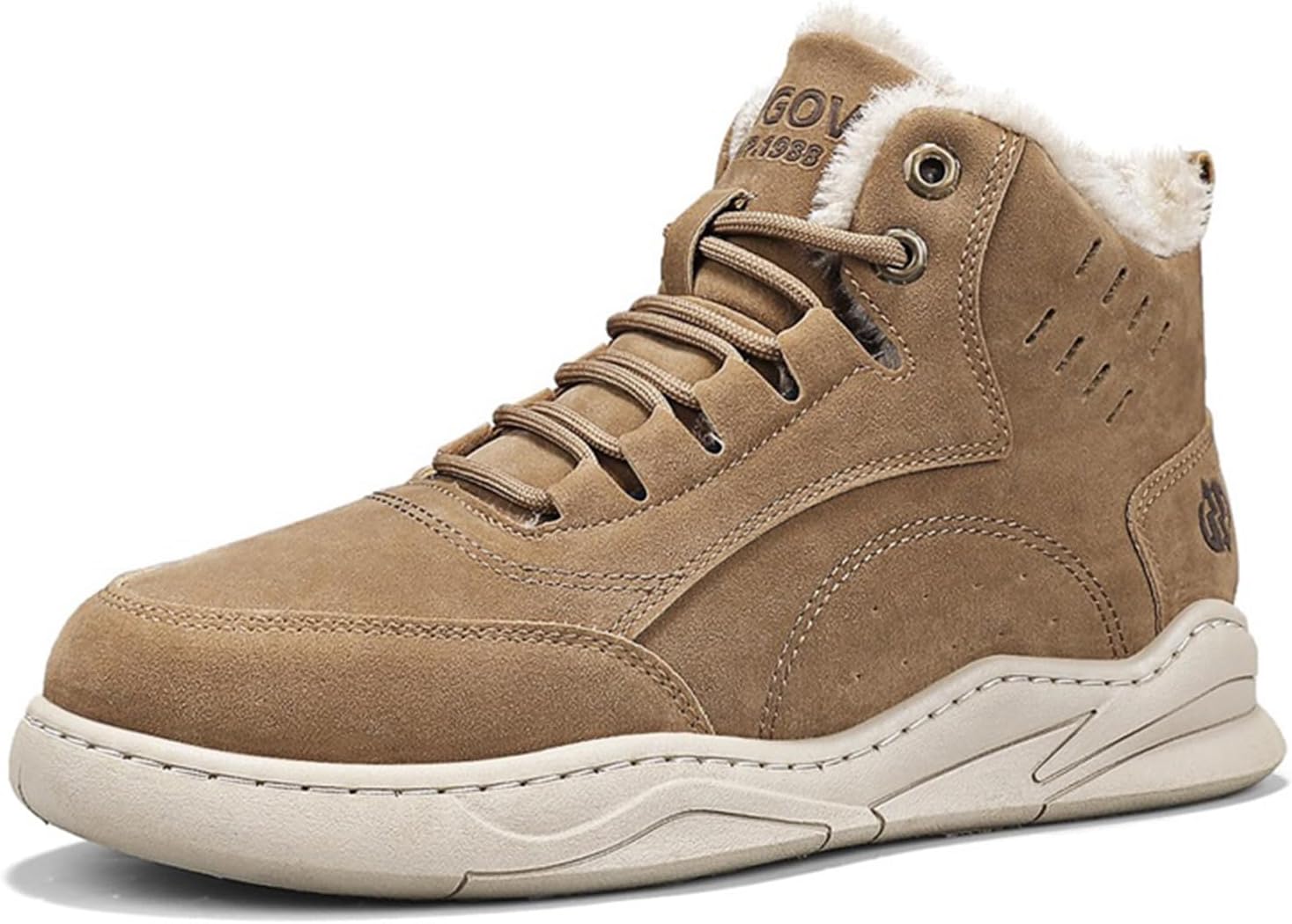 

Мужские повседневные ботинки на щиколотку для пеших прогулок на открытом воздухе, зимние с плюшевой подкладкой, теплые снежные ботинки на платформе Generic, Sand