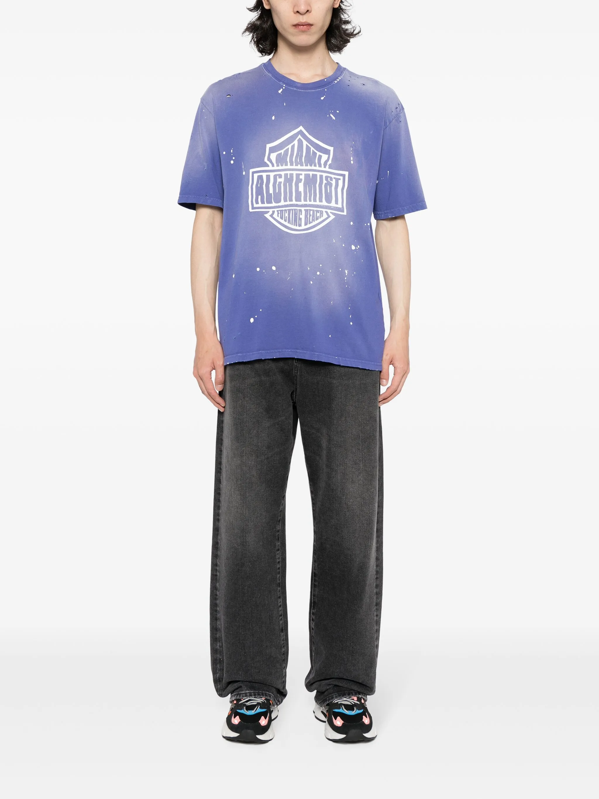 

Футболка Hugh с эффектом разбрызганной краски Alchemist, синий