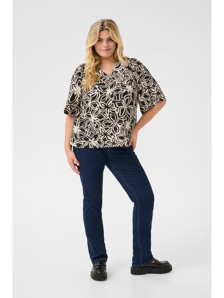 

Блузка KAFFE curve, цвет black/light beige flower