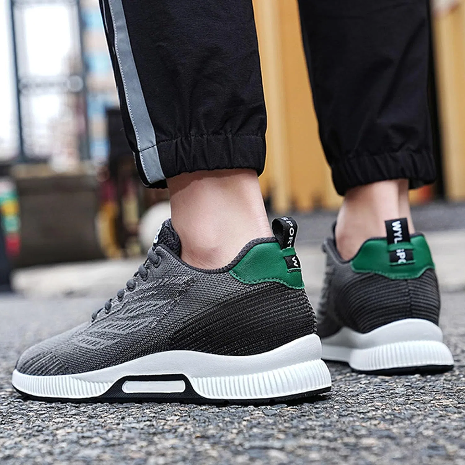 Кроссовки Generisch Sneaker Herren Paar Herrenschuhe mit Erhöhung, lässige Mesh-Sneaker, leichte, atmungsaktive Sportschuhe zum Schnüren mit verstecktem Hebeabsatz für Männer, 10 cm, Grau — фото 2