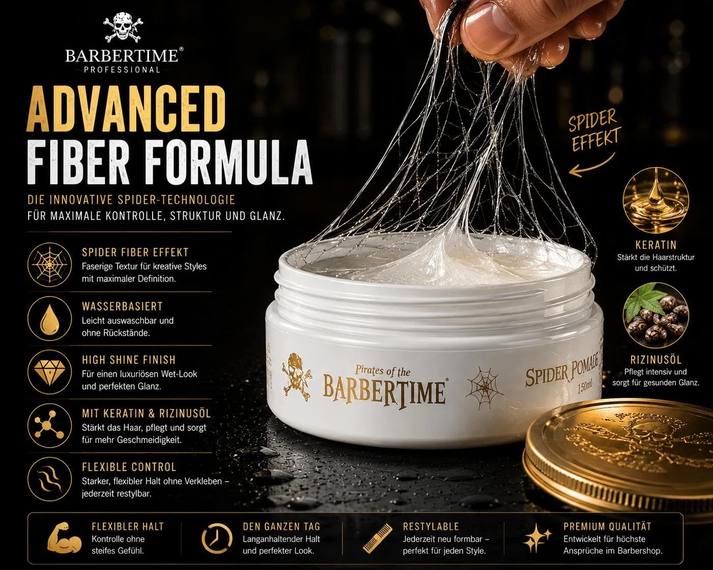 Помада для волос «Spider Pomade» 6 x 150 мл от Barbertime Barbertime — фото 3