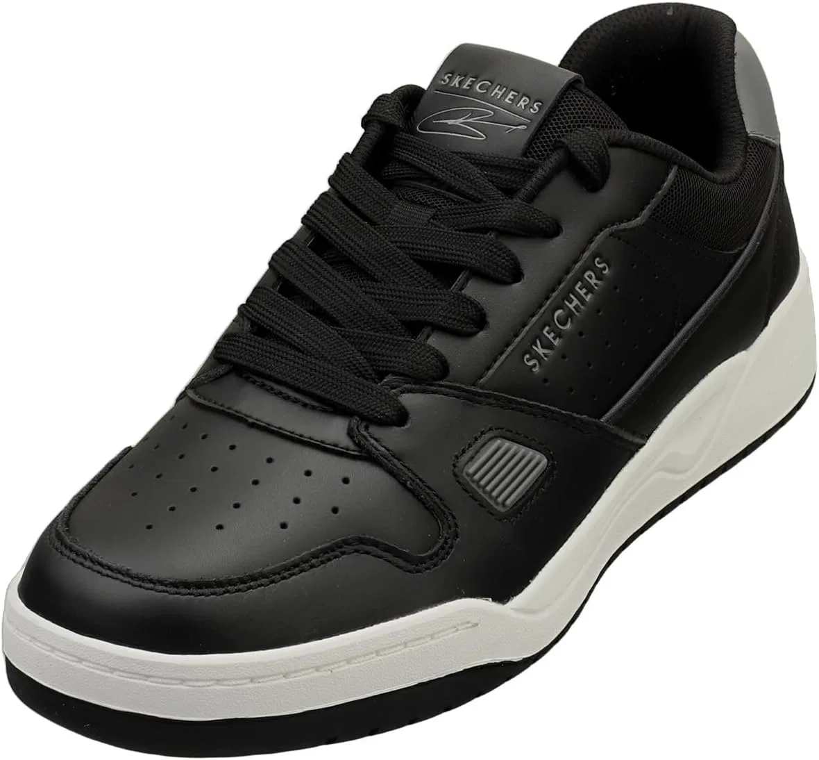 Мужские кроссовки Skechers Koopa Harry Kane Court Trainers, Black Leather Suede Mesh Gray Trim