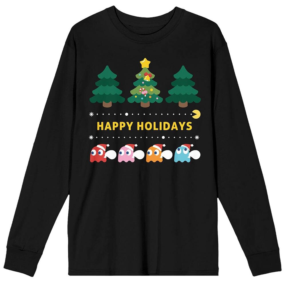 

Детская футболка с длинными рукавами Pacman Happy Holidays Licensed Character, черный
