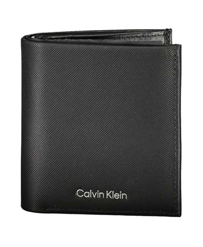 

Кожаный RFID кошелек с логотипом Calvin Klein, черный