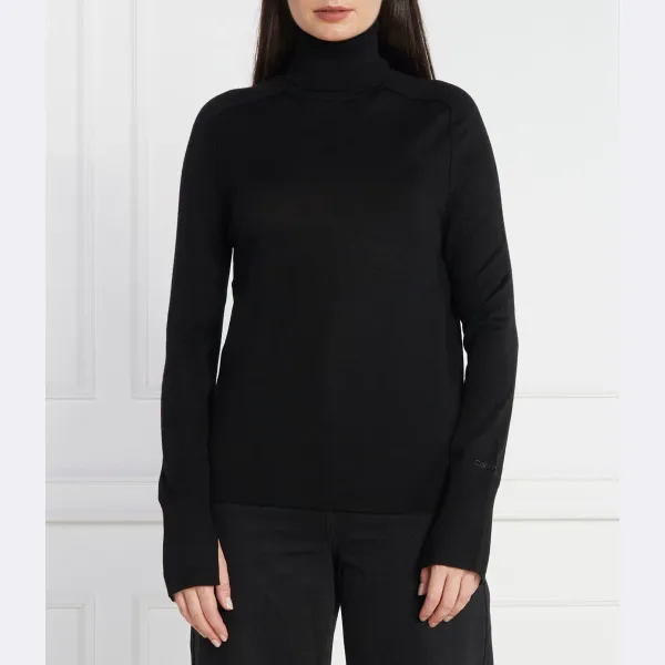 

Очень тонкая шерстяная водолазка обычного крояroll-nk Calvin Klein, черный