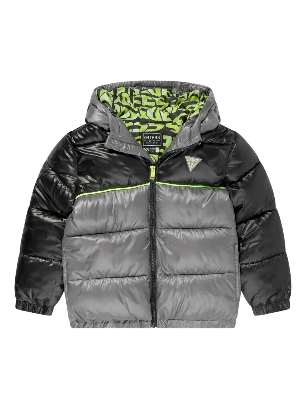 Пуховик с капюшоном Guess kids, серый