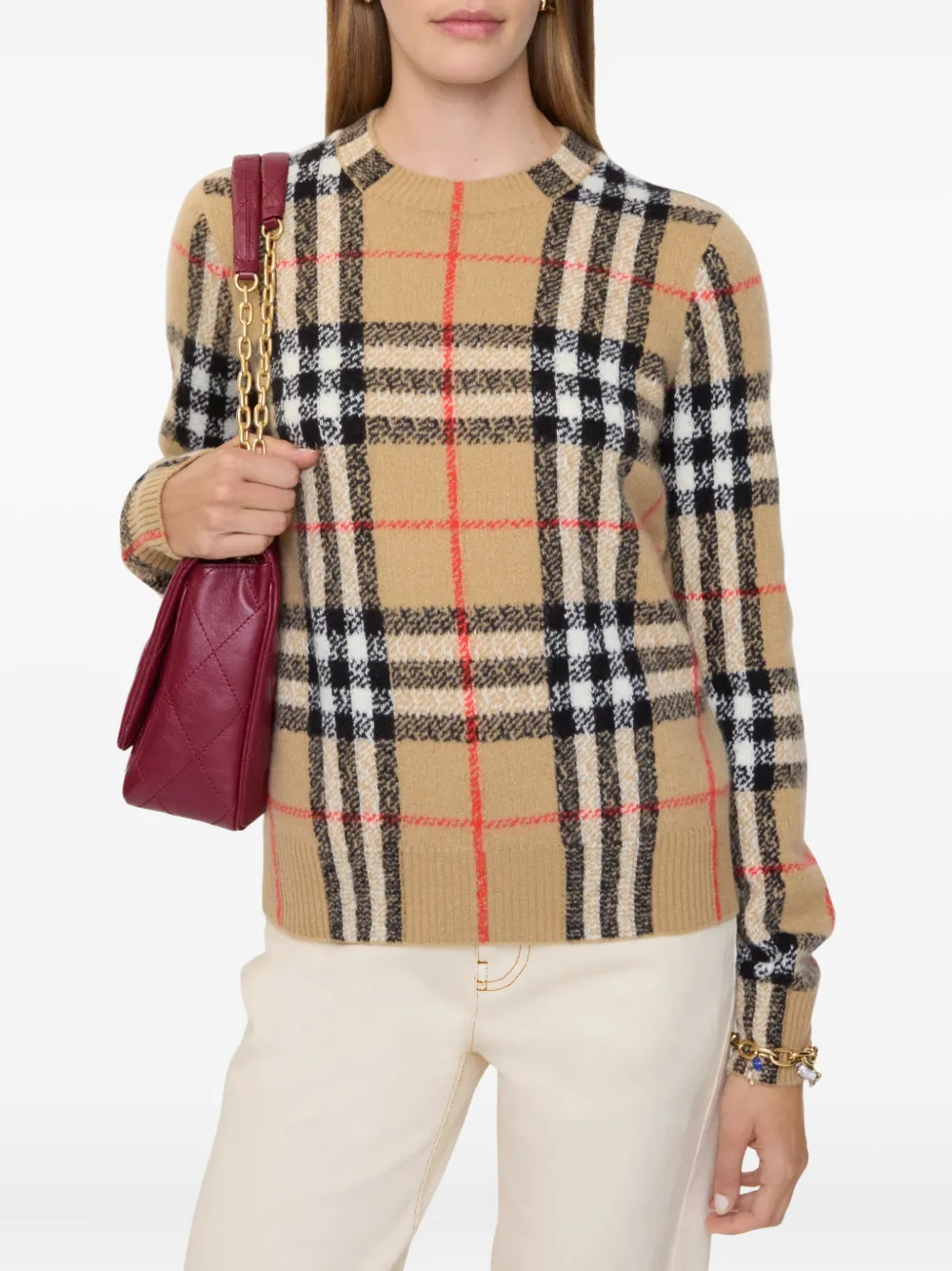 Свитер Кашемировый Burberry, клетка, нейтральный — фото 2