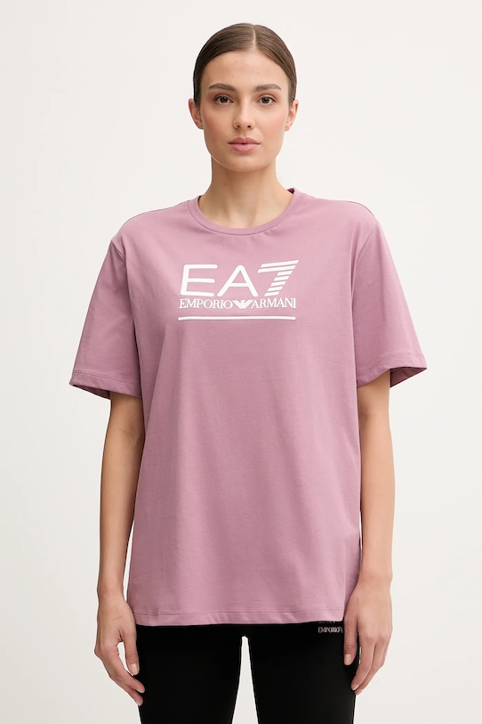 

Хлопковая футболка Ea7 Emporio Armani, розовый