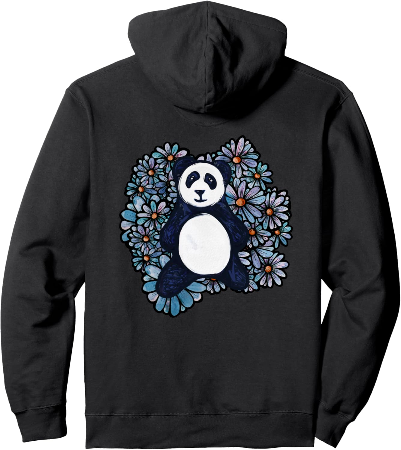 

Худи с изображением синей панды и цветочным рисунком, черная Panda Snugg, Черный, Худи с изображением синей панды и цветочным рисунком, черная Panda Snugg