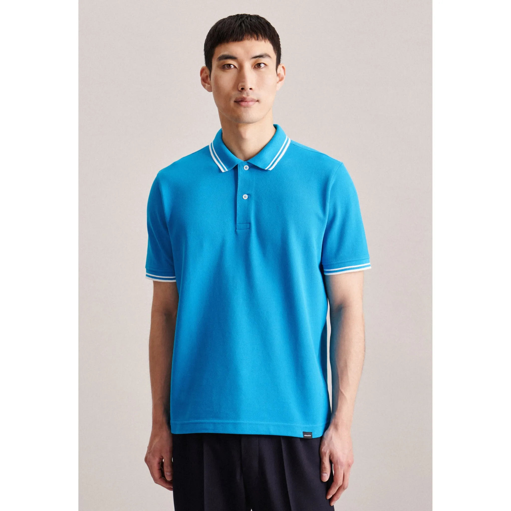 

Рубашка-поло seidensticker "Regular", воротник с короткими рукавами, однотонная, бирюзовый