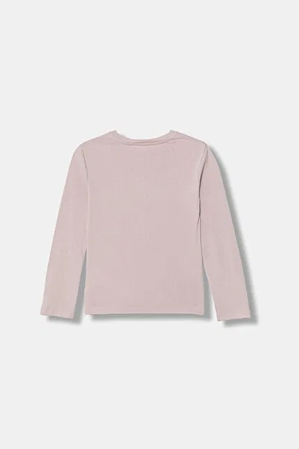 Лонгслив детский с блестящим принтом United Colors of Benetton, розовый — фото 2