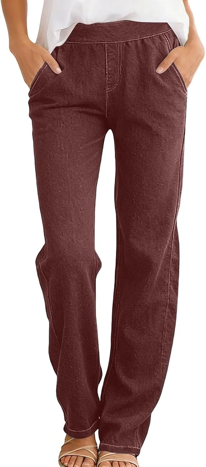 

Женские джинсы с эластичным поясом, прямые, высокие Drymnoc