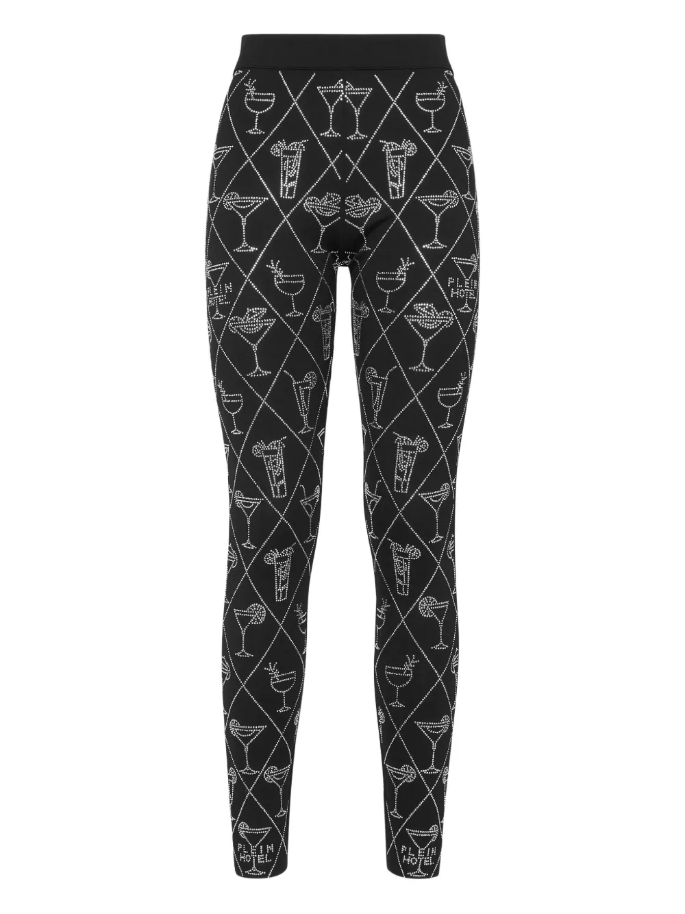 

Леггинсы с кристаллами и узором Philipp Plein, черный