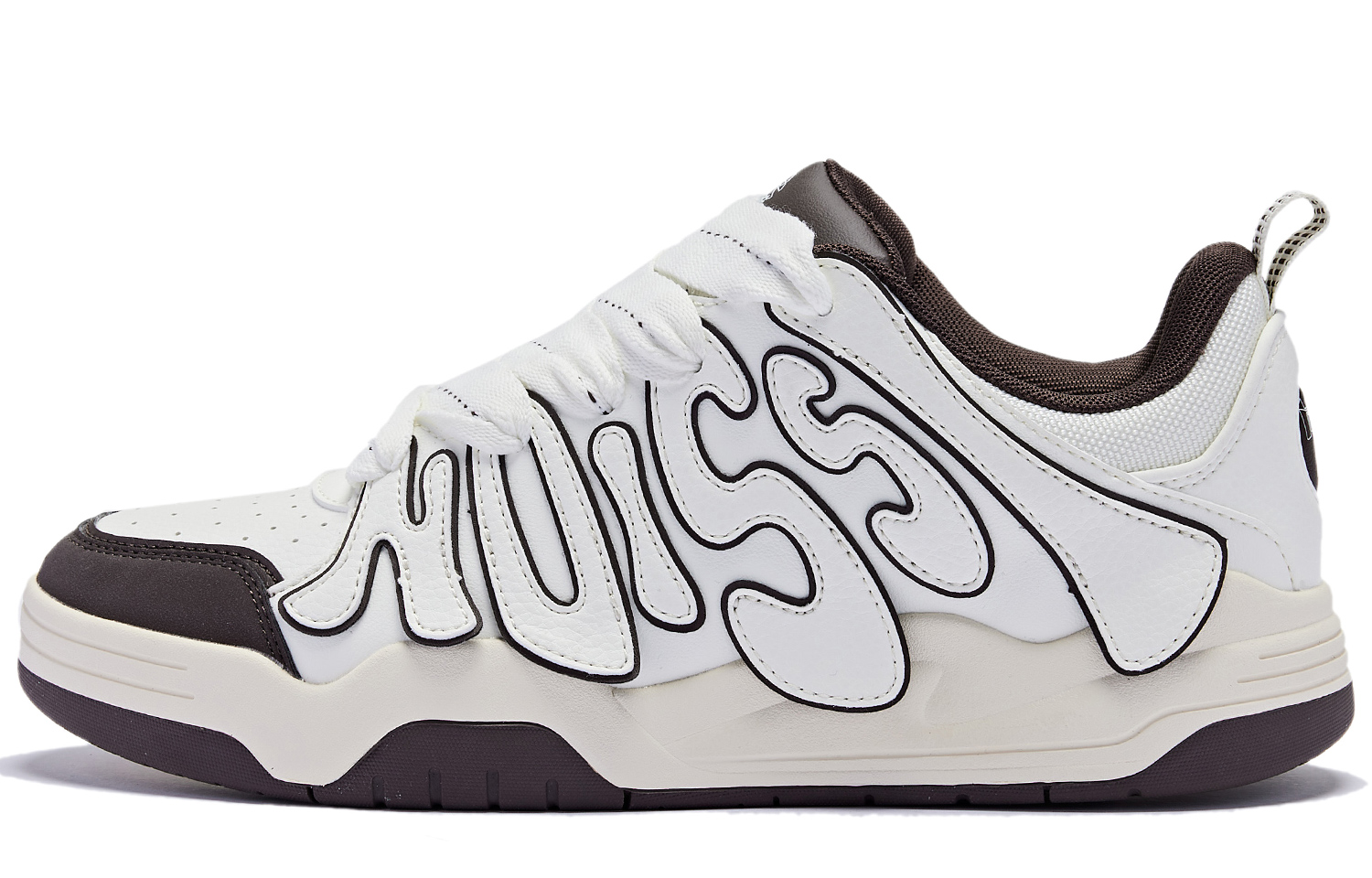 

Скользостойкие амортизирующие низкие кроссовки для скейтборда мужские бело-коричневые QIAODAN