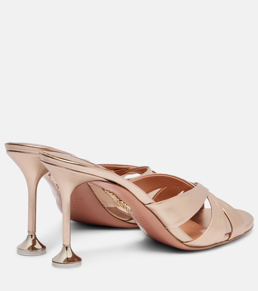Мюли из металлизированной кожи Kiss Me Quick Aquazzura, Light Copper — фото 2