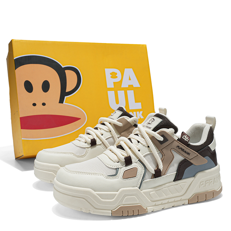 

PAUL FRANK Скользоустойчивые и дышащие мужские скейтерские кеды лоу-топ светло-коричневые, цвет Light Coffee