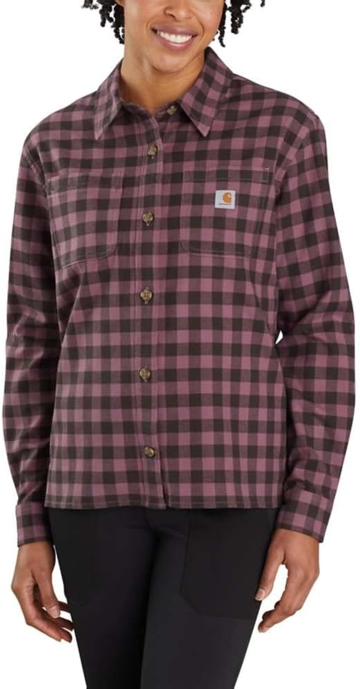 

Carhartt Women's 104972 Женская рубашка Rugged Flex Loose Fit Midweight Flanne, Amethyst Smoke
