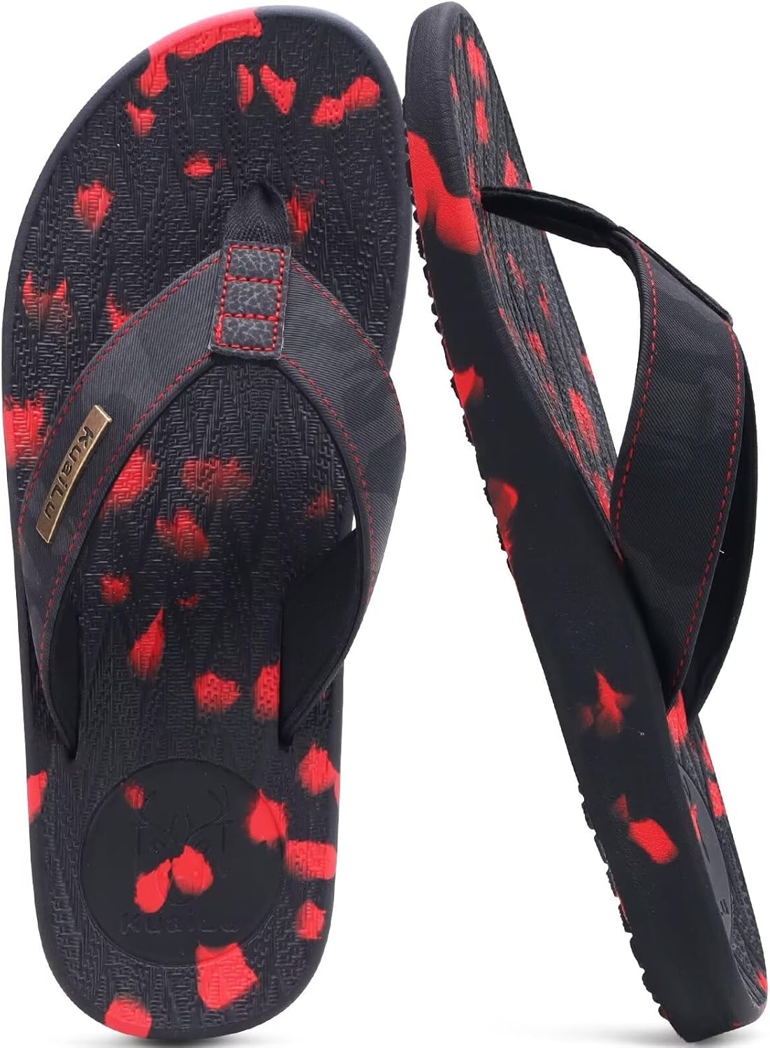 

Мужские сланцы KuaiLu с поддержкой свода стопы, удобные летние пляжные шлепанцы, сандалии на тонкой подошве с йога-пеной, тапочки без застежек, красный